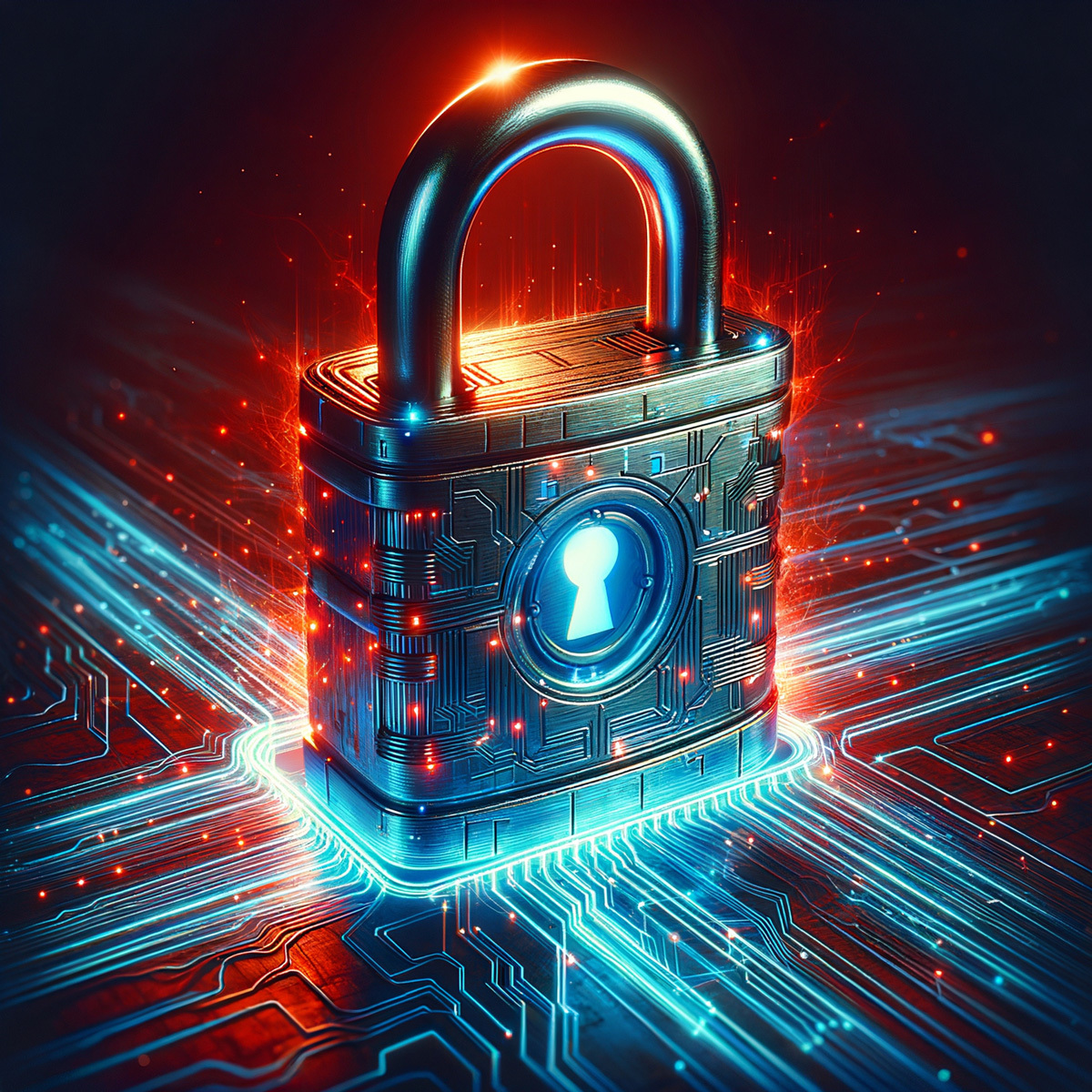 Closed three-dimensional glowing lock
